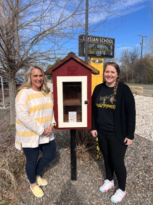 Thank you Mrs. Tieszen and Ms. Liter for installing our new community library! This is a great addition to our school, and wonderful for our community. You rock!!